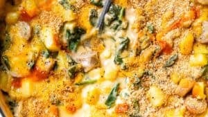 Potato chicken sausage casserole.