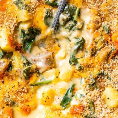 Potato chicken sausage casserole.
