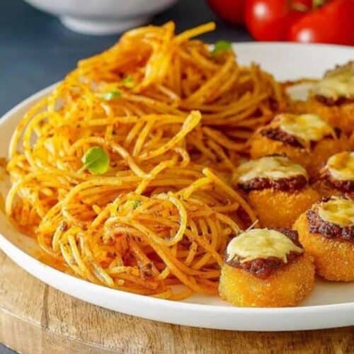 Chicken nugget parmigiana.