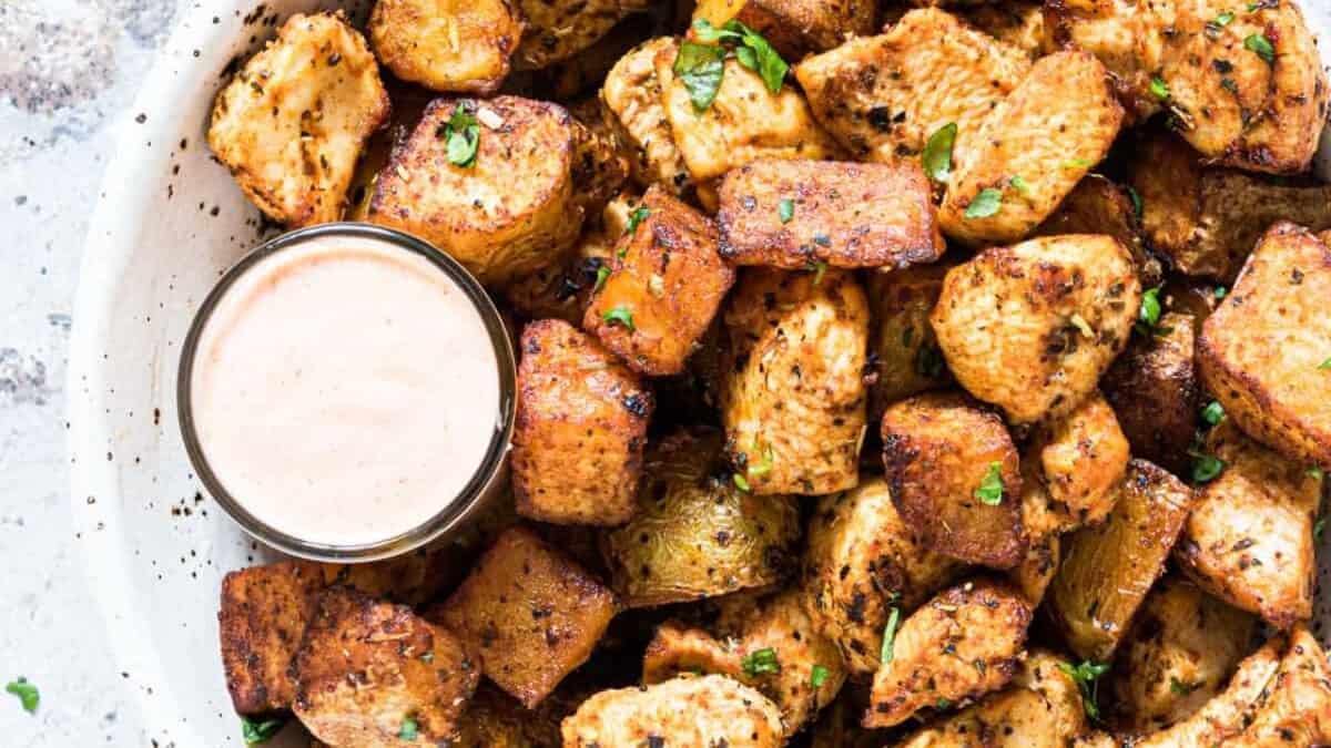 Air Fryer Chicken And Potatoes Dinner.