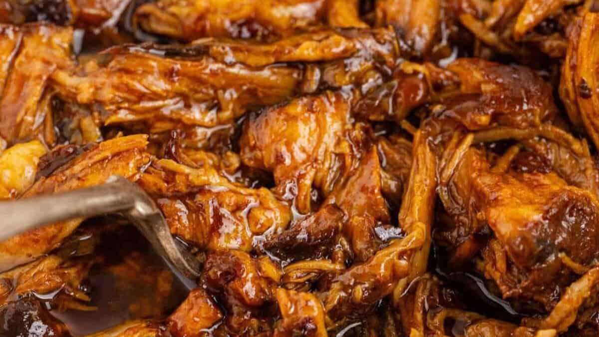 BBQ Pulled Pork in Crock Pot with Root Beer.