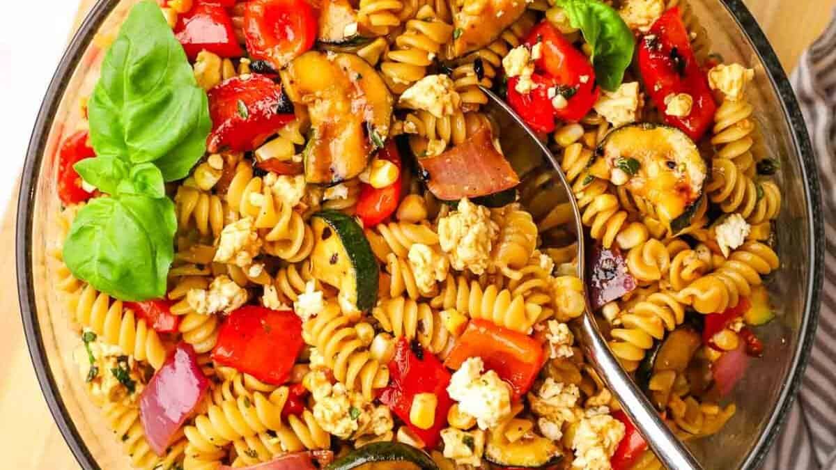 Balsamic Pasta Salad with Grilled Vegetables.