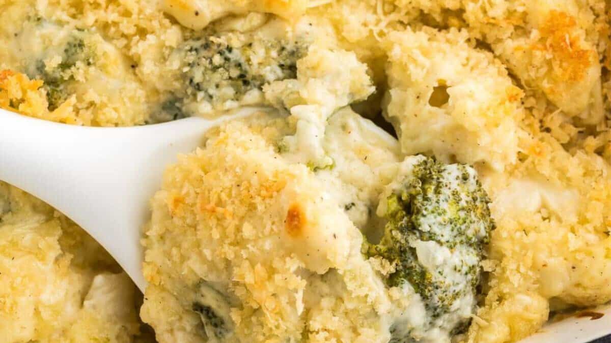 Cheesy Broccoli Cauliflower Casserole (Vegetable Au Gratin).