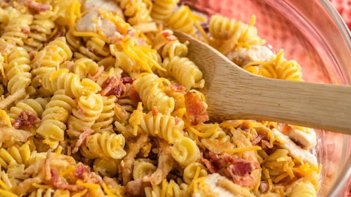 Chicken Bacon Ranch Pasta Salad.