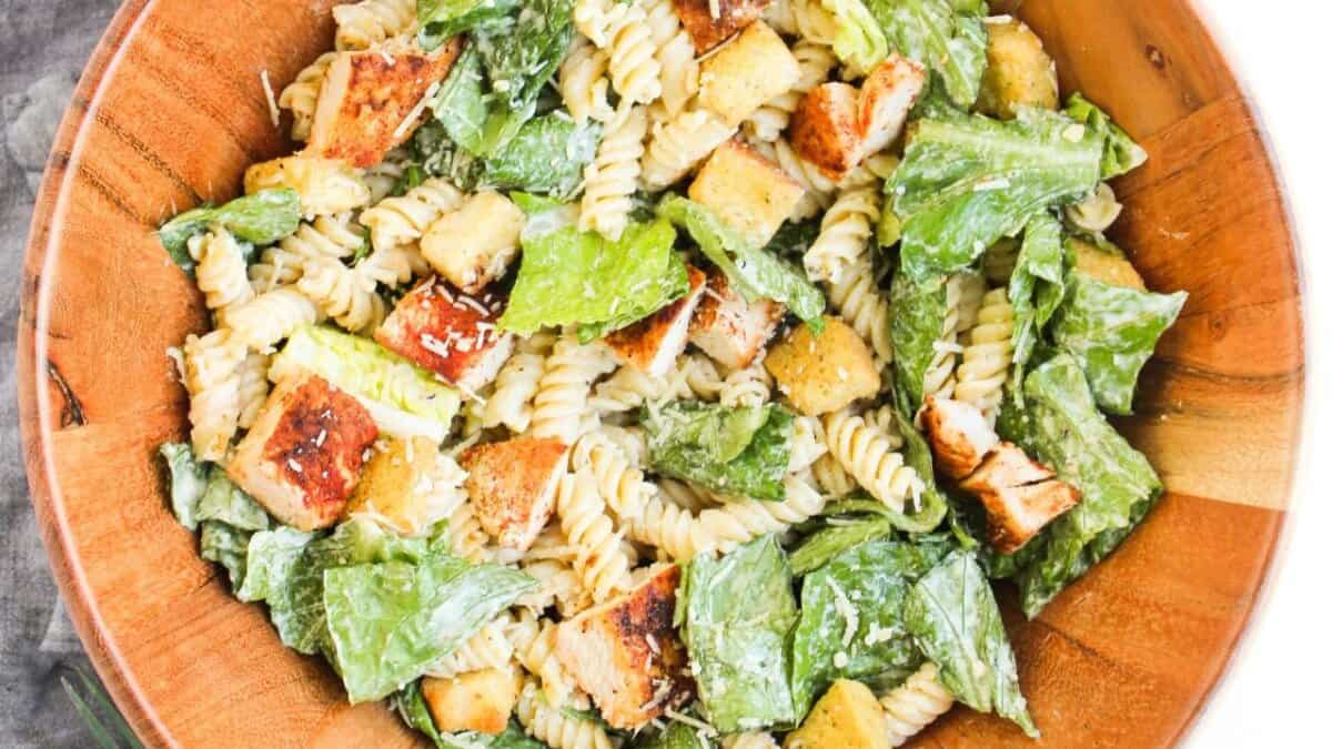 Chicken Caesar Pasta Salad.