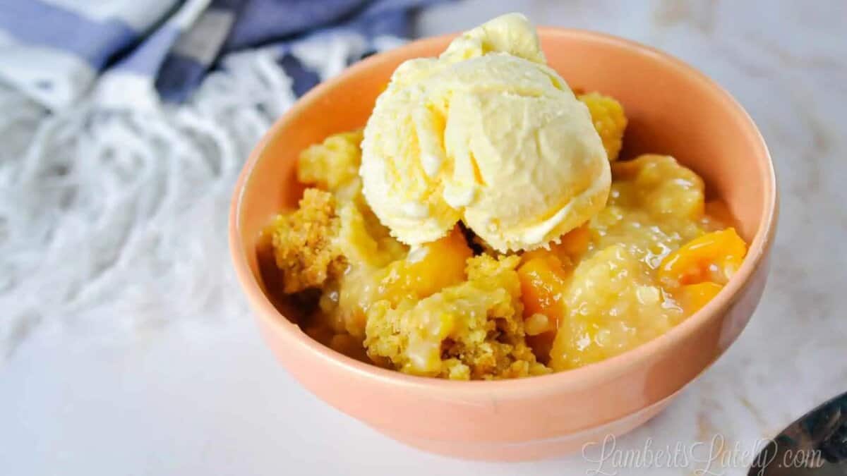 Crock Pot Peach Cobbler.