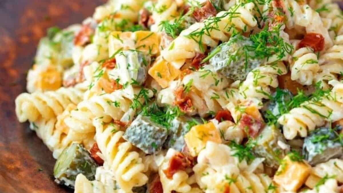 Dill Pickle Pasta Salad.