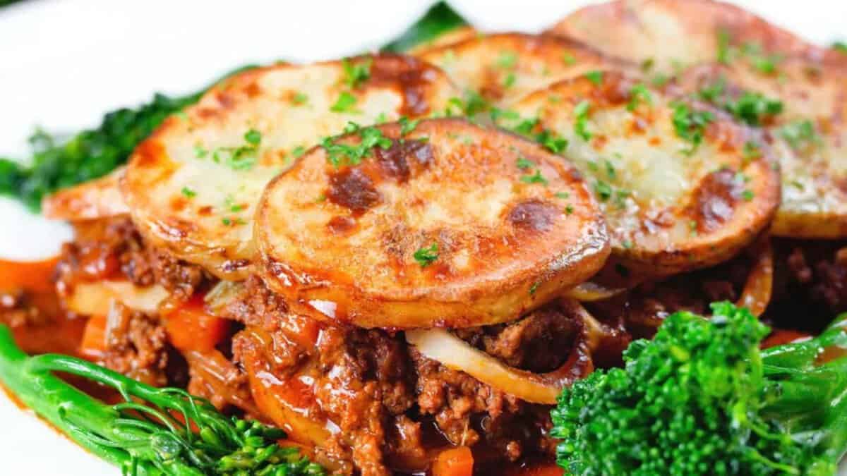 Beef and potato hotpot.