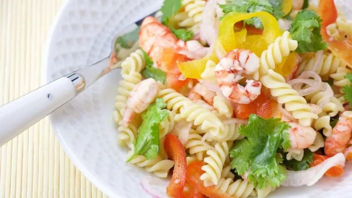Pasta Salad with Shrimp.