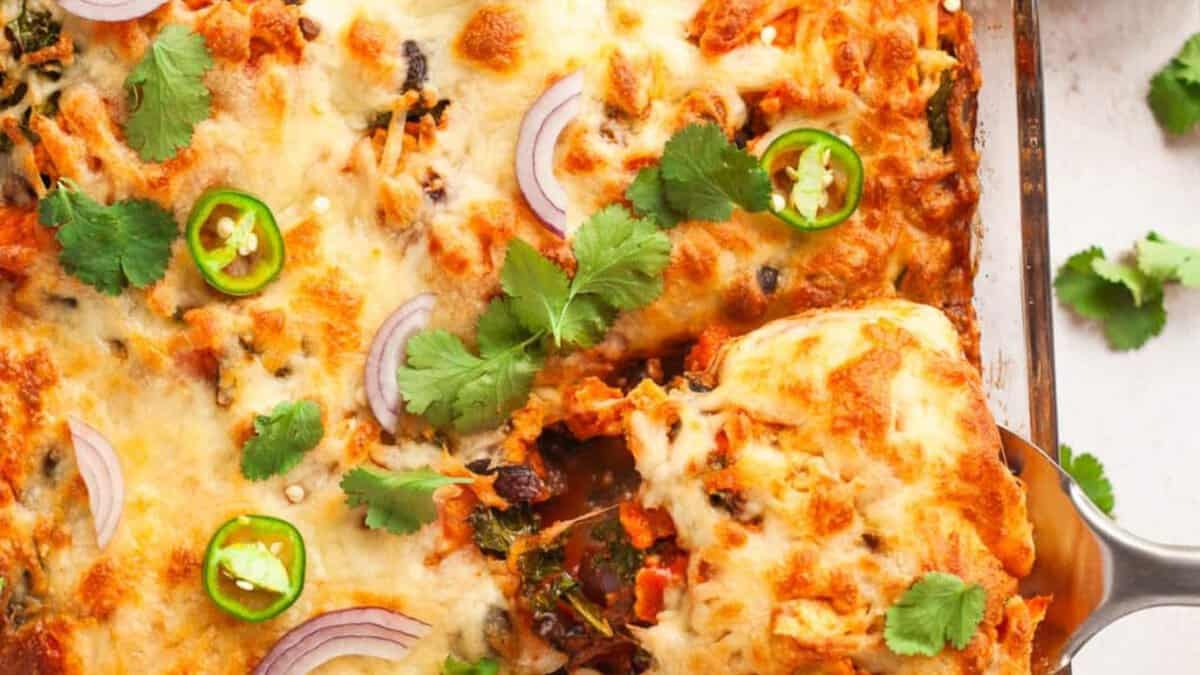 Roasted Vegetable Enchilada Casserole.