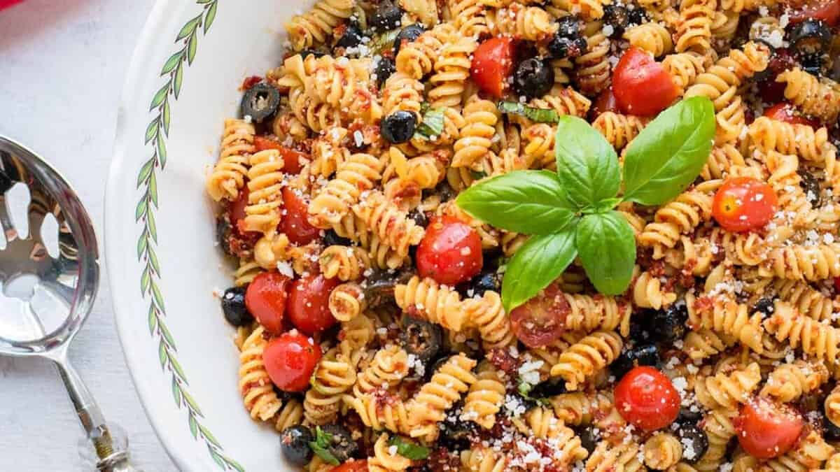 Rotini Pasta Salad with Sun-Dried Tomatoes.