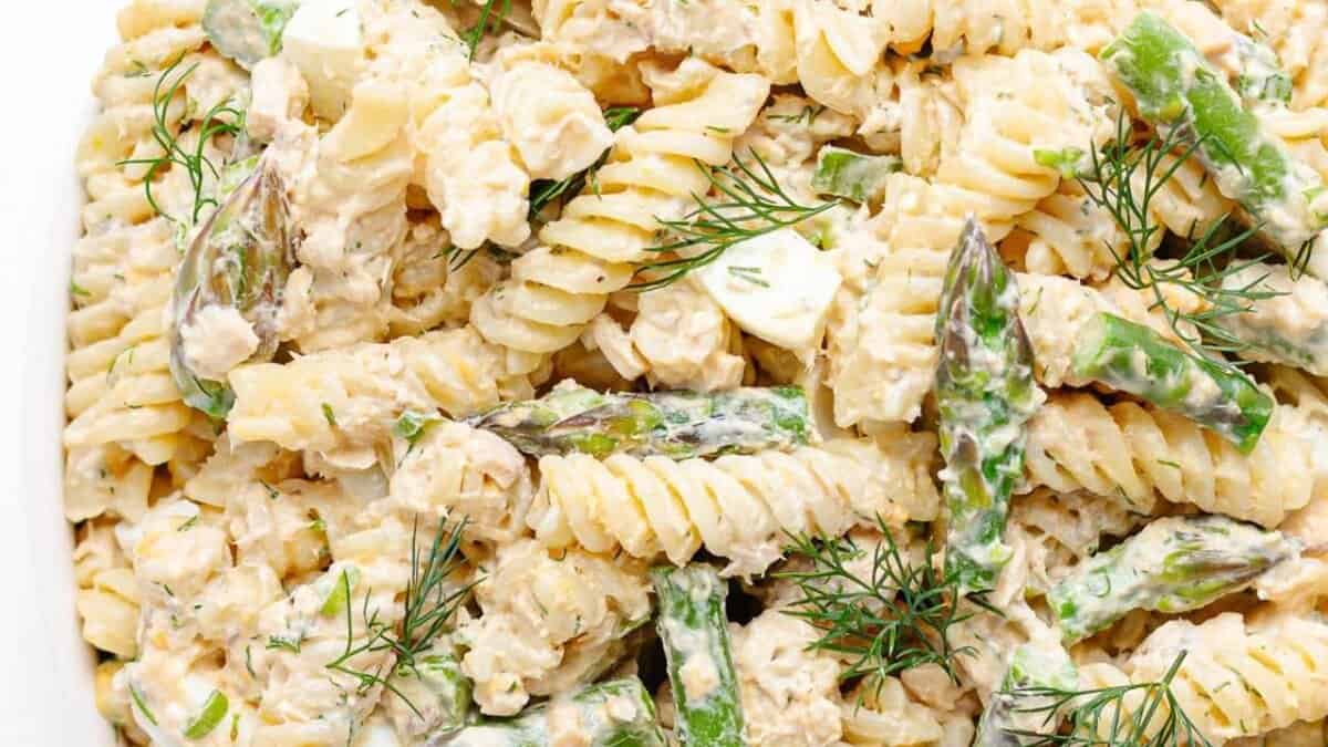 Salmon Asparagus Pasta Salad.