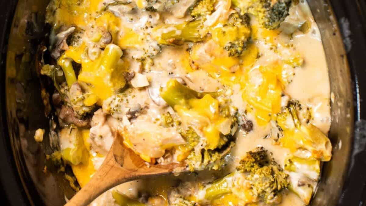 Slow Cooker Cheesy Broccoli Chicken.