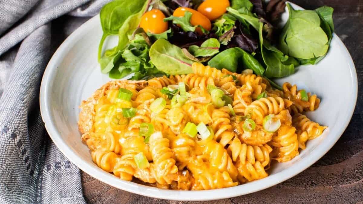 Slow Cooker Chicken Enchilada Pasta.