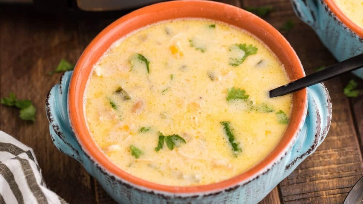 Slow Cooker Creamy Chicken Chile Relleno Soup.