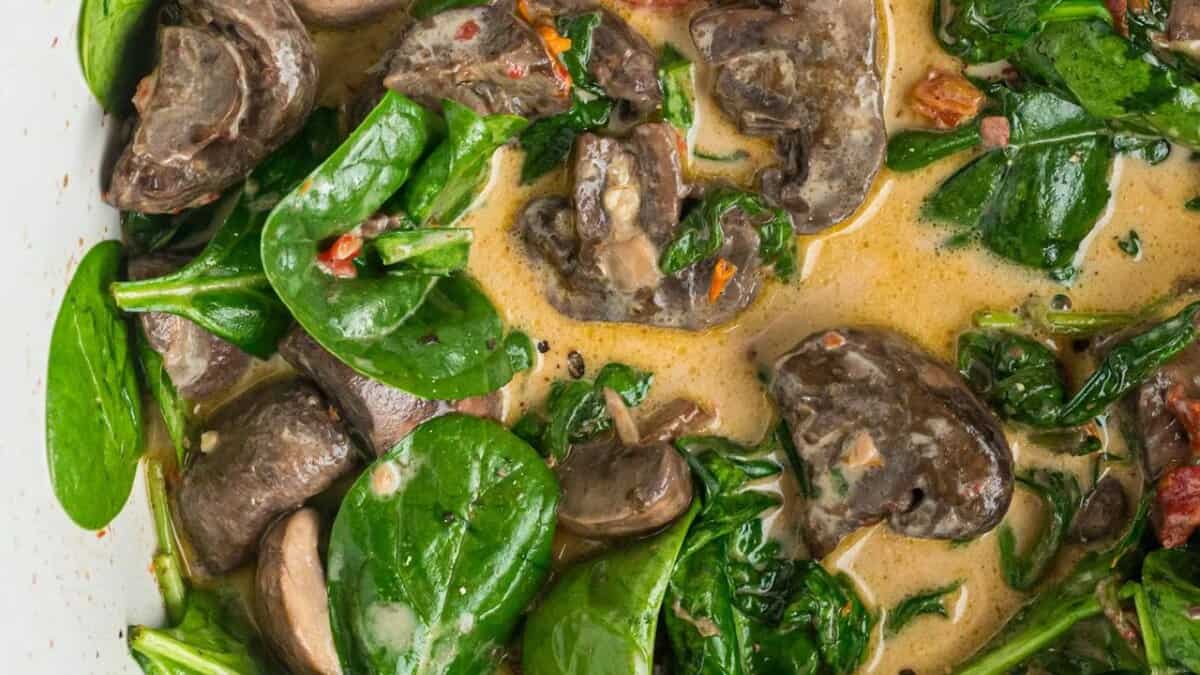 Slow Cooker Creamy Tuscan Mushrooms.