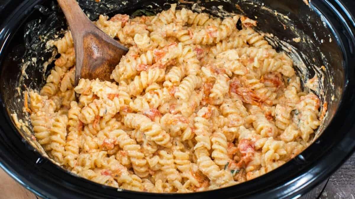 Slow Cooker Feta and Tomato Pasta.