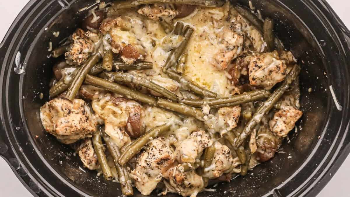 Slow Cooker Garlic Parmesan Chicken Dinner.
