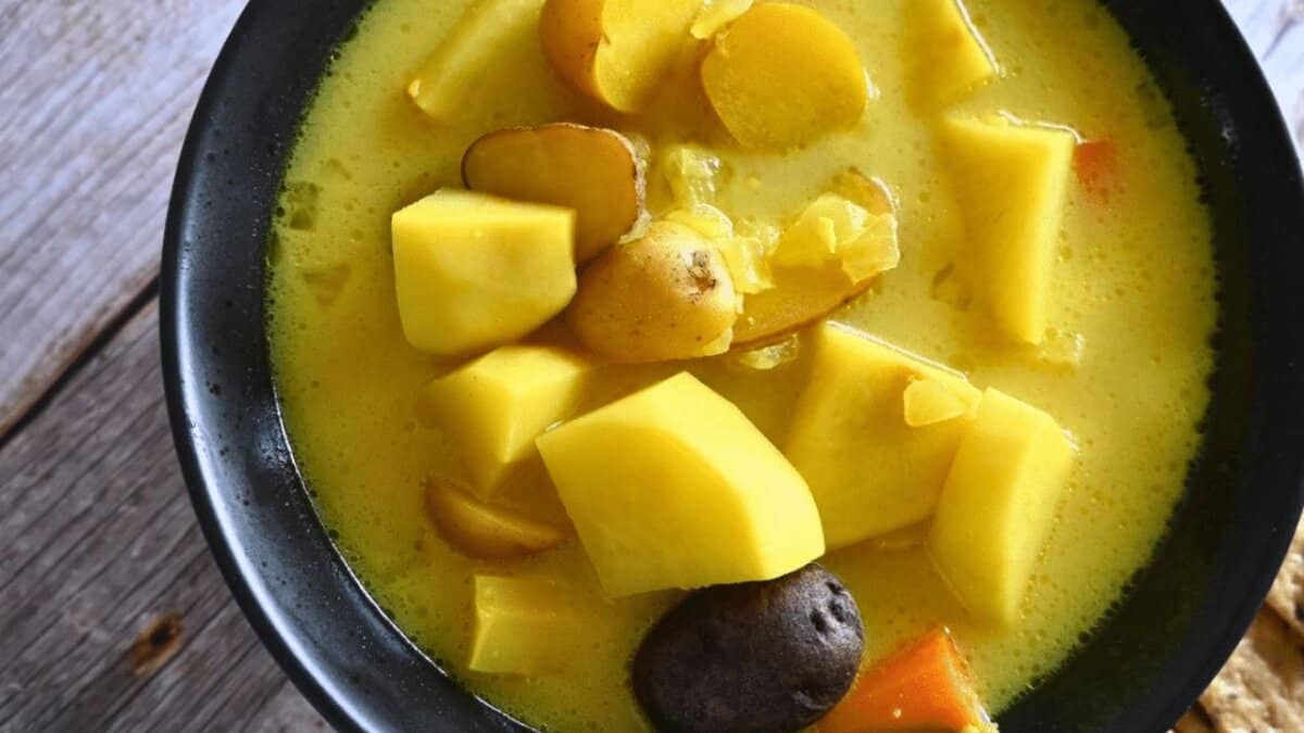 Slow Cooker Ginger Turmeric Root Vegetable Soup.