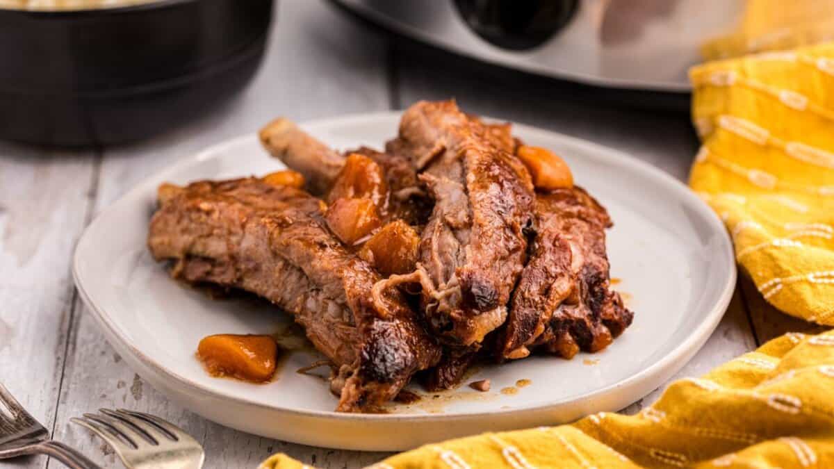 Slow Cooker Peachy Barbecue Ribs.