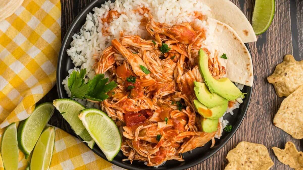 Slow Cooker Salsa Chicken.