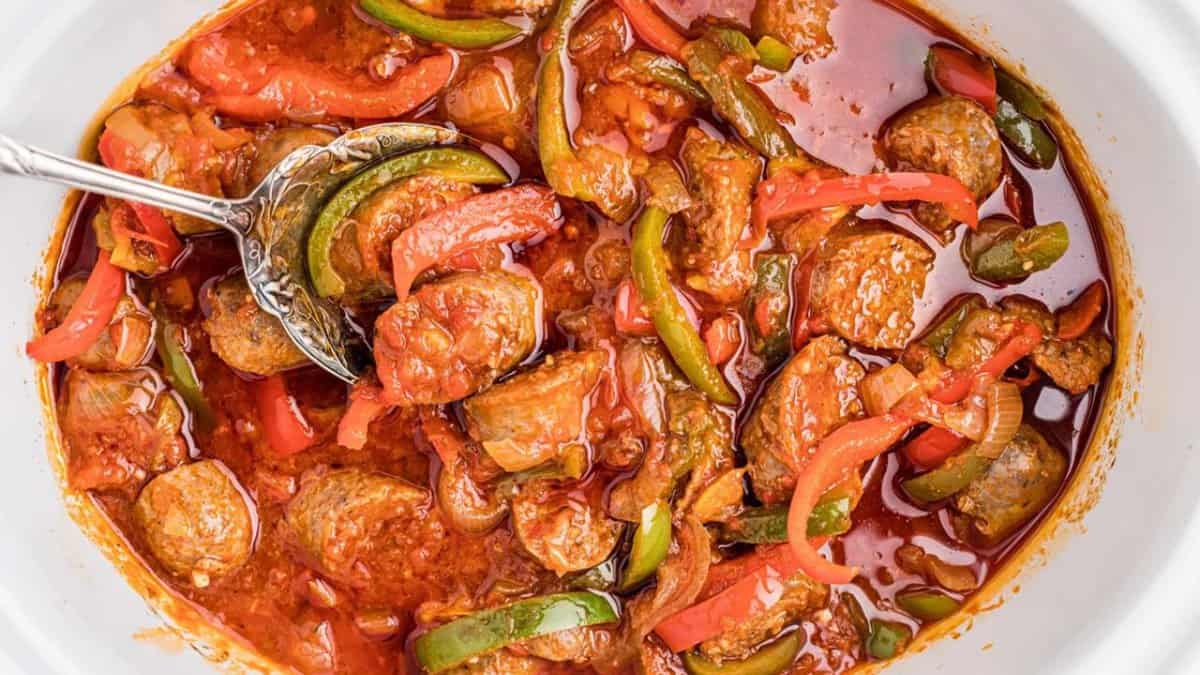 Slow Cooker Sausage and Peppers.