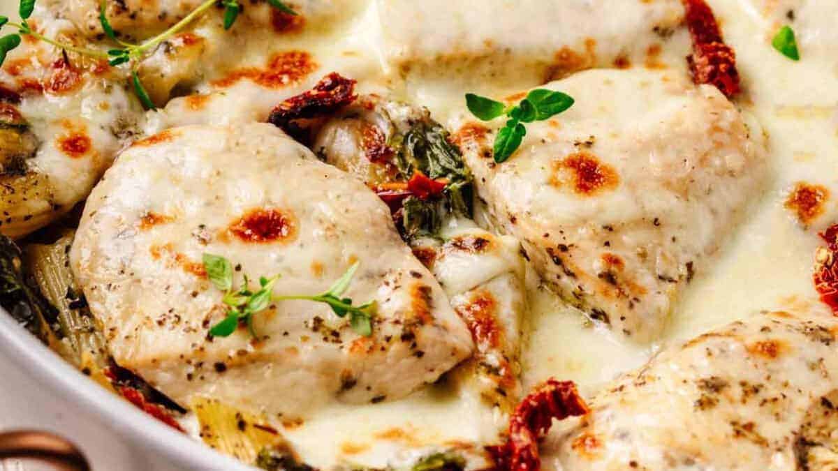 Tuscan chicken bake.