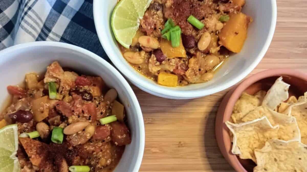 Vegetarian Chili with Butternut Squash and Cauliflower.