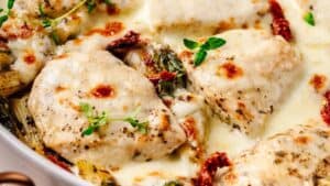Tuscan chicken bake.