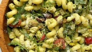 Chicken pesto pasta salad.
