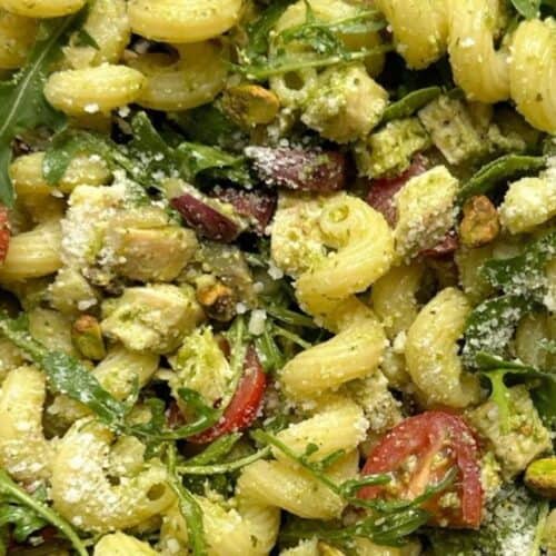 Chicken pesto pasta salad.