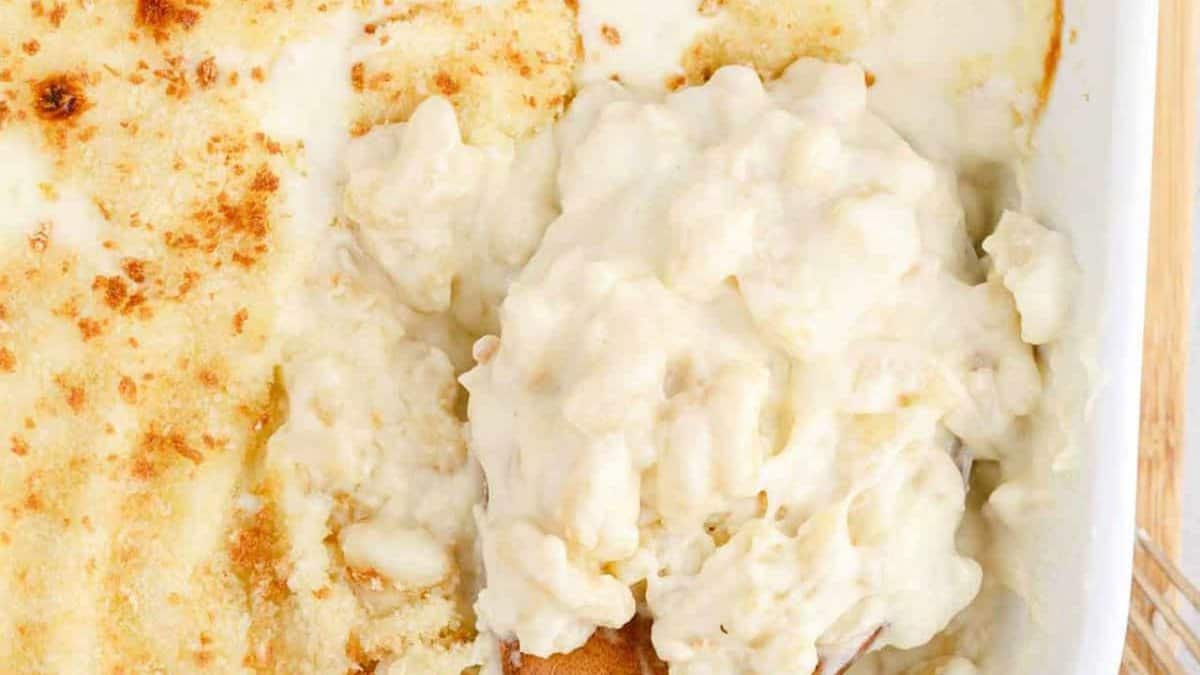 Baked White Cheddar Mac and Cheese.
