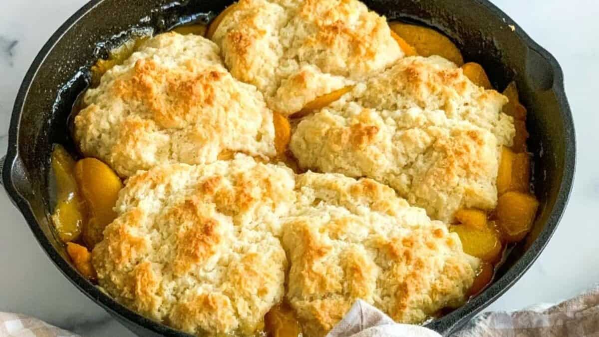 Bisquick Peach Cobbler.