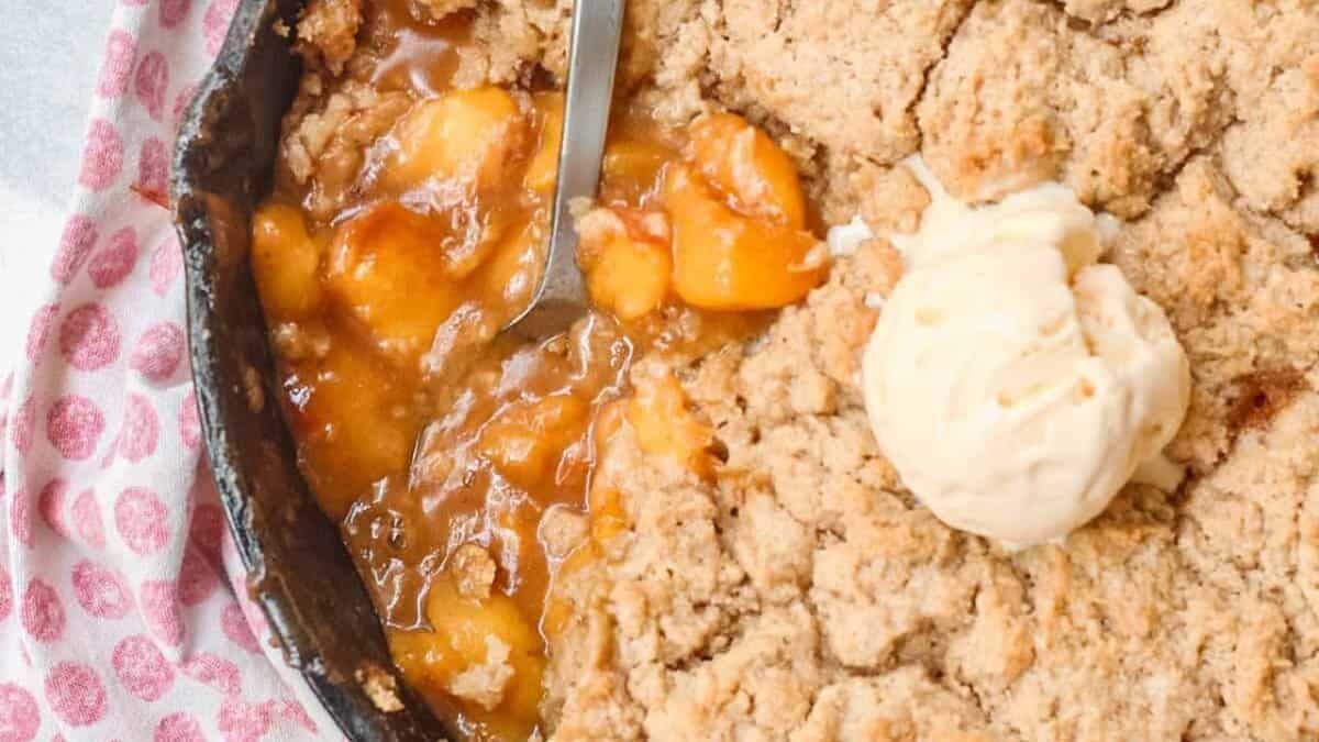 Cast Iron Skillet Peach Cobbler.