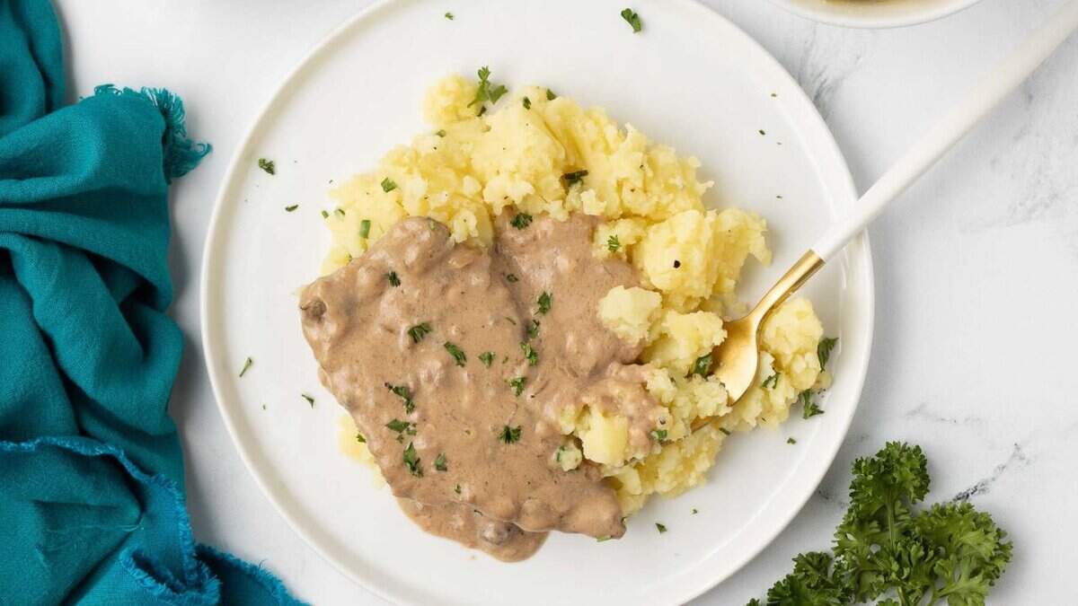 Crock Pot Cube Steak with Mushroom Soup.
