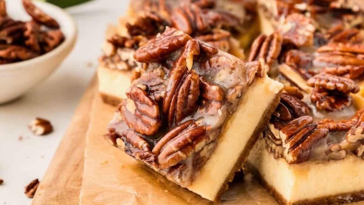 Pecan Pie Cheesecake Bars.