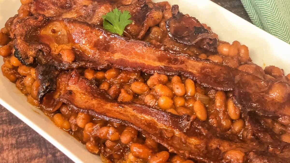Skillet Baked Beans and Bacon.