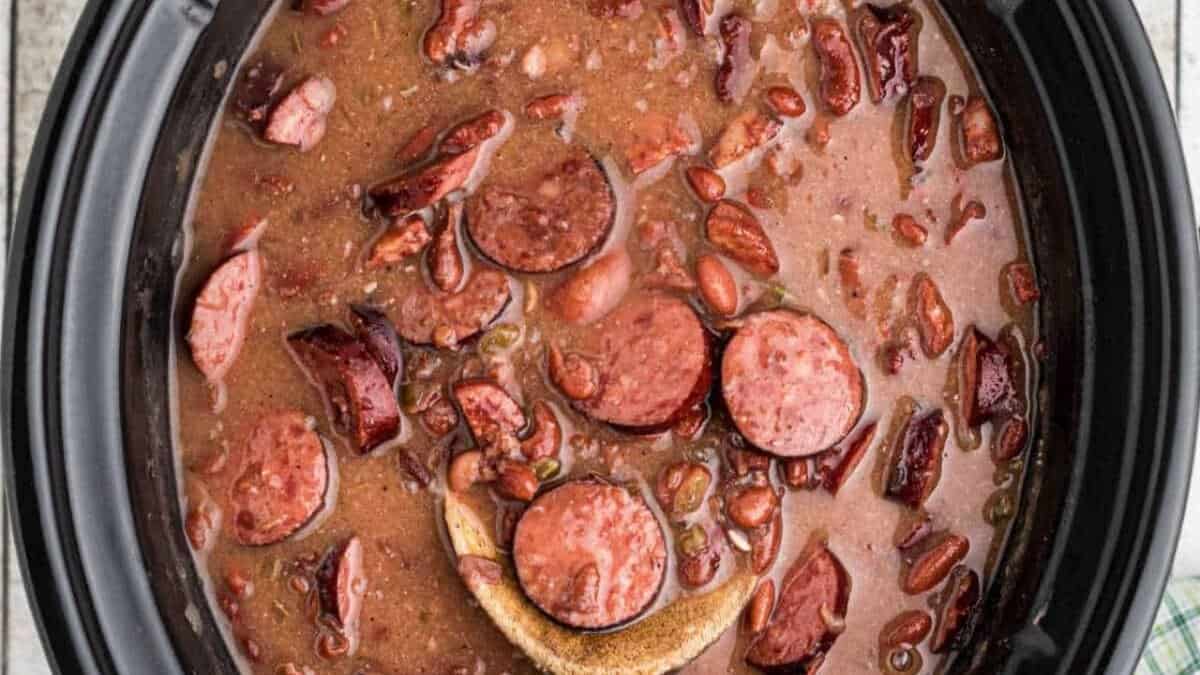 Slow Cooker Cajun Red Beans and Rice.