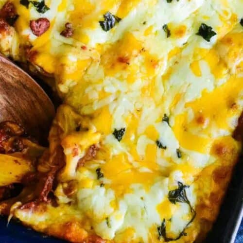 Cheesy baked rigatoni.