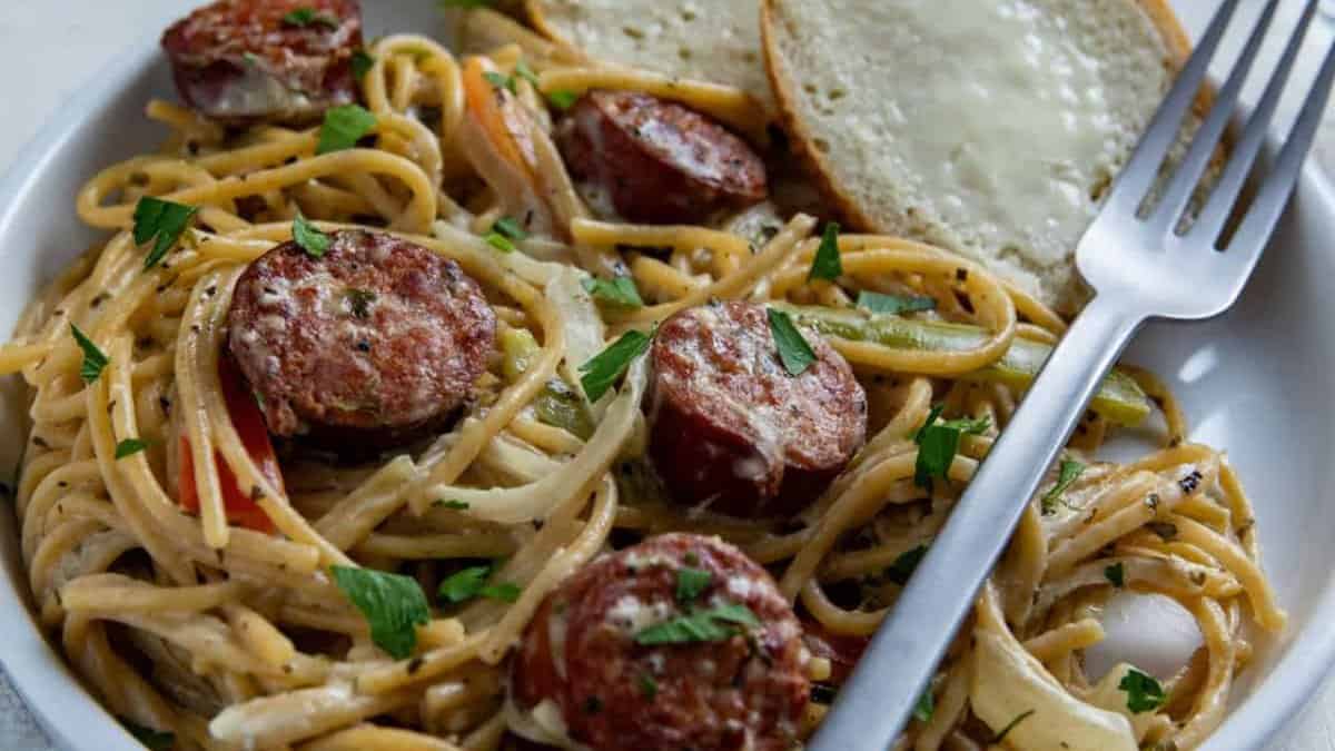 Cajun Sausage Spaghetti.