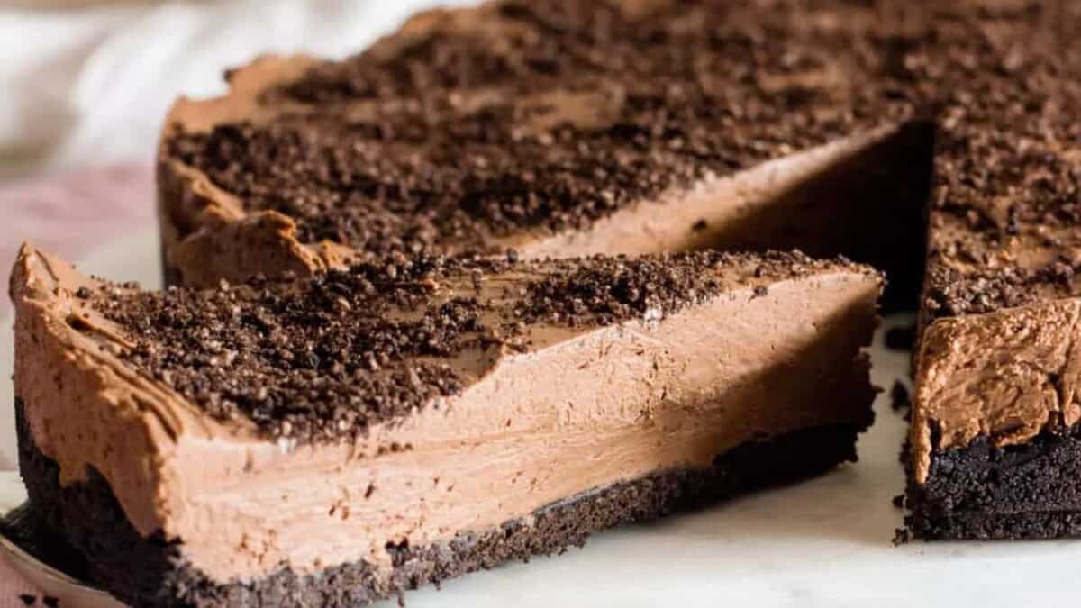 Eggless Chocolate Cheesecake.