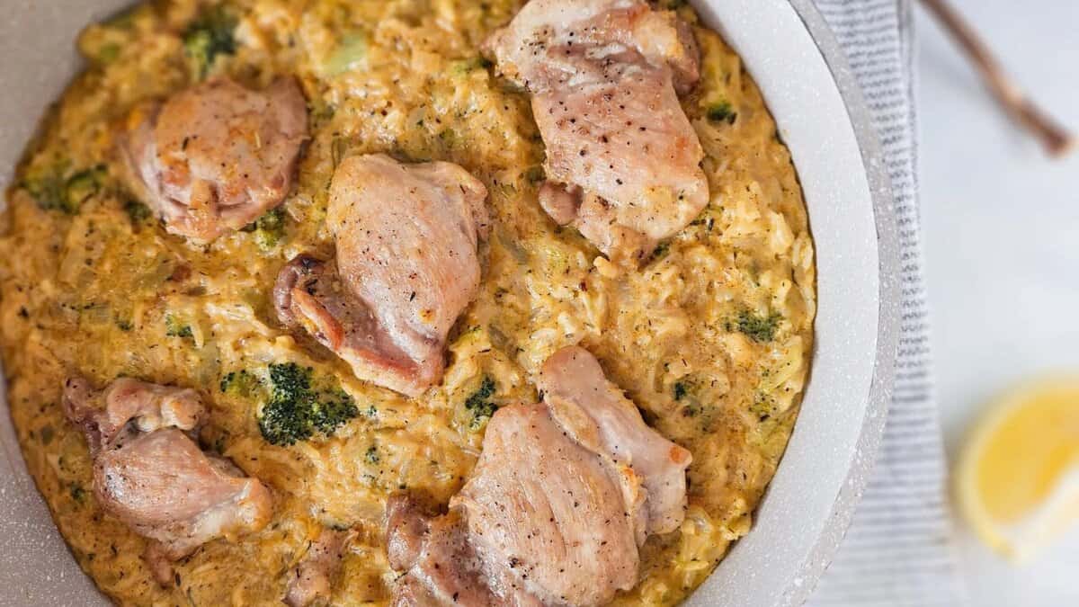 One Pot Creamy Chicken and Rice.