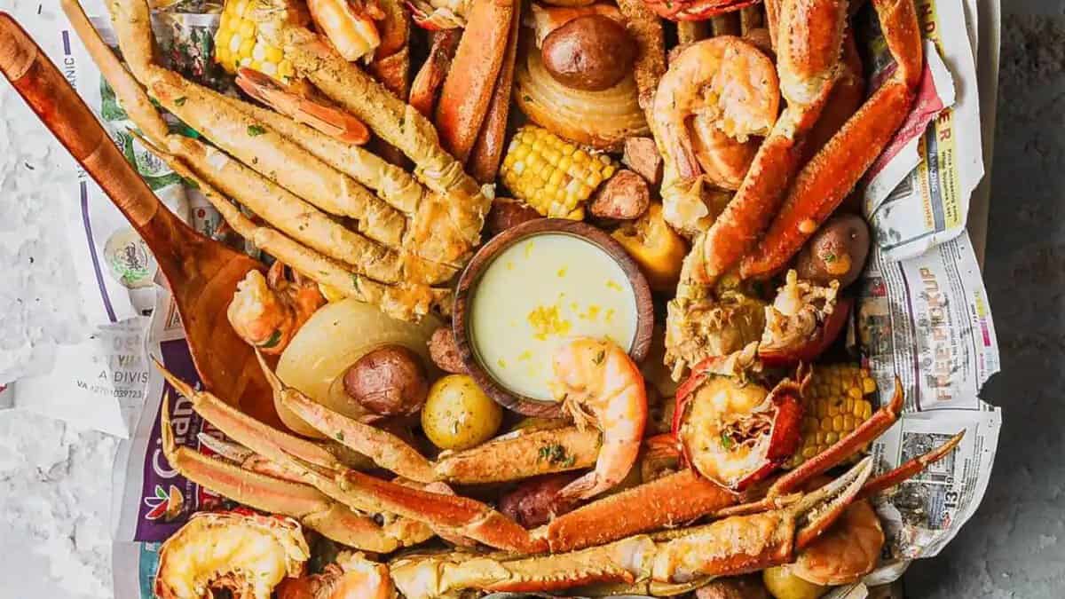Seafood Boil Recipe with Garlic Butter Sauce.