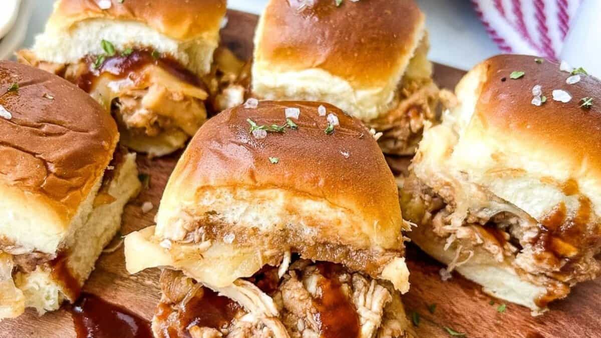 Shredded BBQ Chicken Sliders.