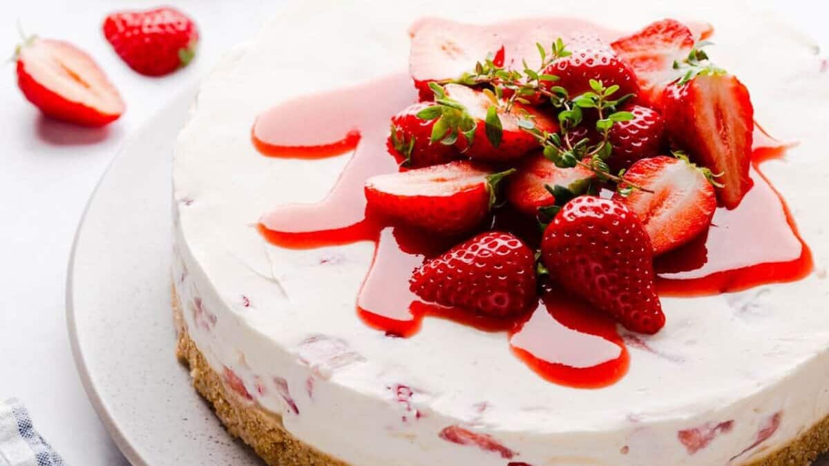 Strawberry White Chocolate Cheesecake.