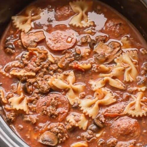 Pizza pasta soup.