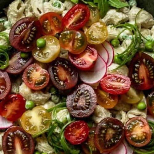 Roasted garlic blue cheese pasta salad.