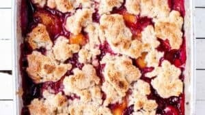 Raspberry peach cobbler.