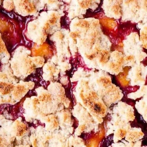Raspberry peach cobbler.