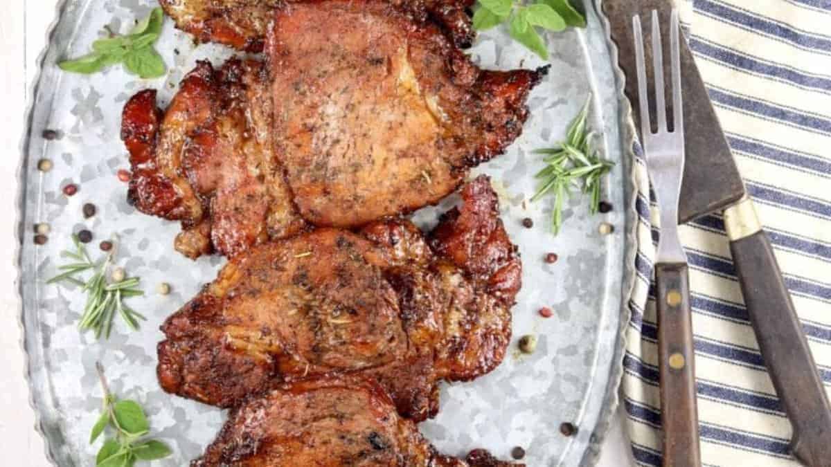 Marinated pork chops.